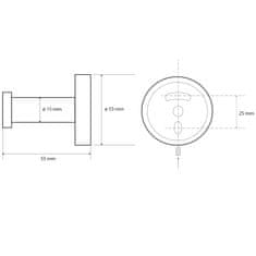 SAPHO X-ROUND E háček rovný, chrom XR203 - Sapho