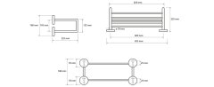 SAPHO X-ROUND polička na ručníky dvojitá s hrazdou 600x160x225mm, chrom XR416 - Sapho