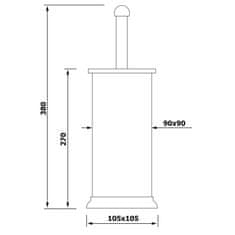 AQUALINE SIMPLE LINE WC štětka hranatá, nerez mat GA1210 - Aqualine