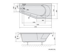 POLYSAN TIGRA R asymetrická vana 170x80x46cm, bílá 90611 - Polysan