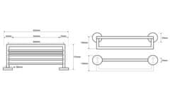 SAPHO X-ROUND polička na ručníky s hrazdou 600mm, chrom XR419 - Sapho