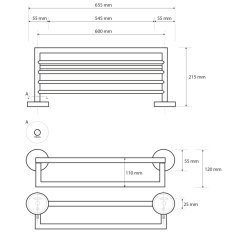 SAPHO X-STEEL polička na ručníky s hrazdou, nerez mat XS406 - Sapho