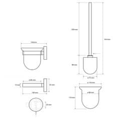 SAPHO X-STEEL WC štětka závěsná, mléčné sklo, nerez mat XS301 - Sapho