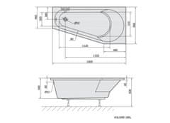 POLYSAN PROJEKTA R asymetrická vana 160x80x44cm, bílá 21111 - Polysan