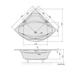 POLYSAN ROSANA rohová vana 140x140x49cm, bílá 64119 - Polysan