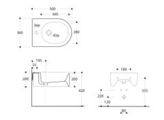 KERASAN FLO bidet závěsný 36,5x50cm, bílá 312501 - Kerasan