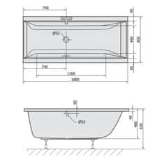 POLYSAN CLEO obdélníková vana 180x80x48cm, bílá 95611 - Polysan