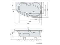 POLYSAN MAMBA R asymetrická vana 170x100x44cm, bílá 77111 - Polysan