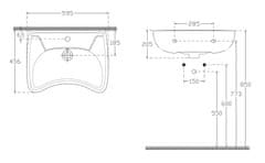 ISVEA HANDICAP keramické umyvadlo pro handicapované, 59,5x45,6cm, bílá 10TP60060 - Isvea