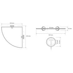 SAPHO X-ROUND E skleněná polička rohová 235x255mm, chrom XR603 - Sapho