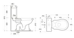 KERASAN RETRO WC kombi mísa 38,5x72cm, spodní odpad, bílá 101201 - Kerasan