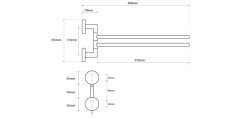 SAPHO X-STEEL dvojitý držák ručníků otočný 370mm, nerez mat XS405 - Sapho