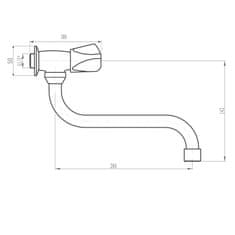 AQUALINE Nástěnný ventil 1/2", otočná hubice, chrom ZY1812 - Aqualine