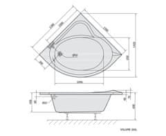 POLYSAN SIRIUS rohová vana 130x130x43cm, bílá 49111 - Polysan