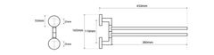 SAPHO X-ROUND dvojitý držák ručníků otočný 380mm, chrom XR403 - Sapho