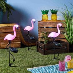 Northix Zahradní lampy na solární článek - Flamingo - 3 ks 