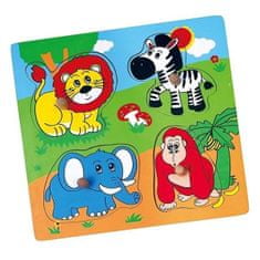 Viga Dřevěné puzzle s úchyty pro nejmenší ZOO