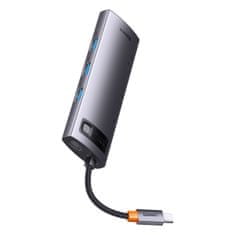 shumee StarJoy HUB 6v1 USB-C 3xUSB HDMI RJ45 PD šedý