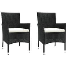 Greatstore 3dílný zahradní bistro set s poduškami černý polyratan