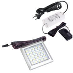 Design Light Sada 1x LED Světel Pod Kuchyňskou Linku SQUARE XL Hliník 2W 12V DC Studená Bílá