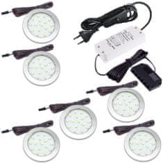 Design Light Sada 6x LED Světel Pod Kuchyňskou Linku ORBIT Hliník 1.5W 12V DC Neutrální Bílá