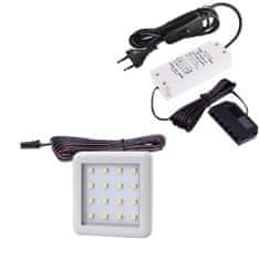 Design Light Sada 1x LED Světel Pod Kuchyňskou Linku SQUARE 2 Bílá 1.5W 12V DC Teplá Bílá