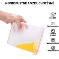 Deco Haus Dóza plastová suche potraviny, hermetická, těsný závěr, BPA-free, 1600 ml, 6 ks, růžový