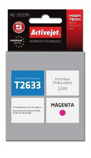 ActiveJet Inkoust AE-2633N, alternativa Epson 26 T2633, magenta