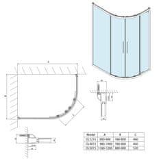 POLYSAN LUCIS LINE čtvrtkruhová sprchová zástěna 1200x900mm, L/R DL5015 - Polysan