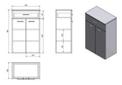 AQUALINE ZOJA/KERAMIA FRESH skříňka spodní se zásuvkou 50x78x29cm, bílá 50313 - Aqualine