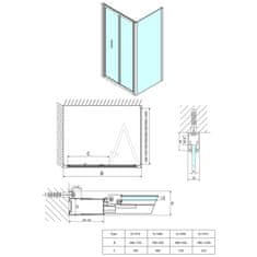 POLYSAN EASY obdélníkový sprchový kout 800x1000mm, skládací dveře, L/P, čiré sklo EL1980EL3415 - Polysan