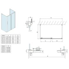 POLYSAN LUCIS LINE třístěnný sprchový kout 1100x800x800mm L/P varianta DL1115DL3315DL3315 - Polysan