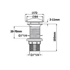 ISVEA Umyvadlová výpust 5/4“, click-clack, keramická zátka, tl.20-70mm, zelená mint 38TP0168I - Isvea