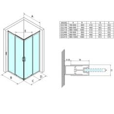 Gelco SIGMA SIMPLY sprchové dveře posuvné pro rohový vstup 1000 mm, čiré sklo GS2110 - Gelco