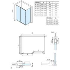 POLYSAN ALTIS obdélníkový sprchový kout 1400x1000 mm, L/P varianta AL4115CAL6115C - Polysan