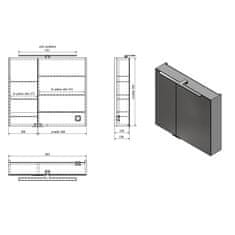 SAPHO MIRRÓ galerka s LED osvětlením, 80x70x16cm, bílá MC080-0030 - Sapho