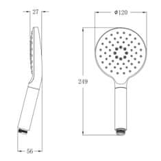 SAPHO Ruční masážní sprcha otočná, 3 režimy, průměr 120mm, ABS/chrom 1204-32 - Sapho