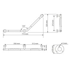 SAPHO Madlo lomené 135° s protiskluzem LEVÉ, nerez lesk XR508 - Sapho