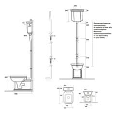 KERASAN WALDORF WC mísa s nádržkou, spodní/zadní odpad, bílá-chrom WCSET19-WALDORF - Kerasan