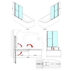 POLYSAN ODESSA vanová zástěna s pneumatickým zdvihem, š. 970mm, stříbrná, čiré sklo 37127 - Polysan