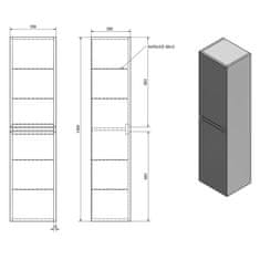 SAPHO MORIAN vysoká skříňka 35x140x30cm, dub černý MR189 - Sapho