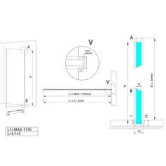 POLYSAN ARCHITEX sada pro uchycení skla, podlaha-stěna, max. š. 1200mm, černá mat AXL2112B - Polysan