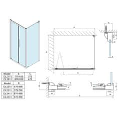 POLYSAN LUCIS LINE sprchová boční stěna 800mm, čiré sklo DL3315 - Polysan