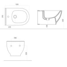 SAPHO BRILLA bidet závěsný, 35,5x53 cm, bílá 100624 - Sapho