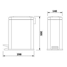 AQUALINE SIMPLE LINE odpadkový koš obdélníkový 5l, nerez lesk GAQ005 - Aqualine