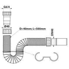 SAPHO FLEXY dřezový sifon flexibilní 6/4", odpad 40mm, bílá 155.183.0 - Sapho