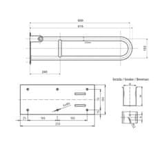 SAPHO HANDICAP madlo sklopné 600mm, nerez lesk XH516 - Sapho