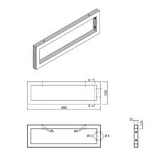 SAPHO Podpěrná konzole 490x150x20mm, lakovaná ocel, černá mat, 1 ks 30360 - Sapho