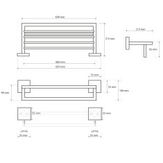 SAPHO X-SQUARE polička na ručníky s hrazdou 650x110x215mm, chrom XQ601 - Sapho