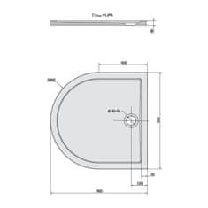 POLYSAN ISA 90 sprchová vanička z litého mramoru, půlkruh 90x90cm, bílá 50511 - Polysan